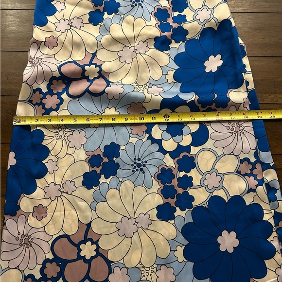 Zara Blue Floral Retro Strapless Maxi Dress Size Medium NEW With Tags - Picture 9 of 14